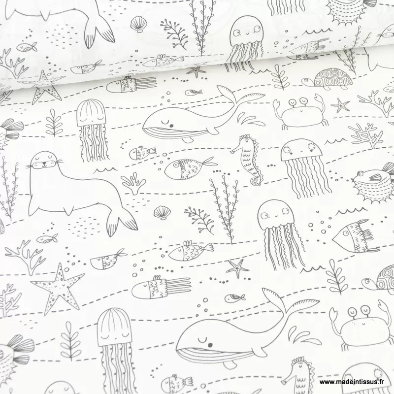 sac à colorier animaux de la mer